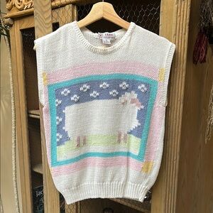 Vintage Jade Sheep Knit Sweter Vest